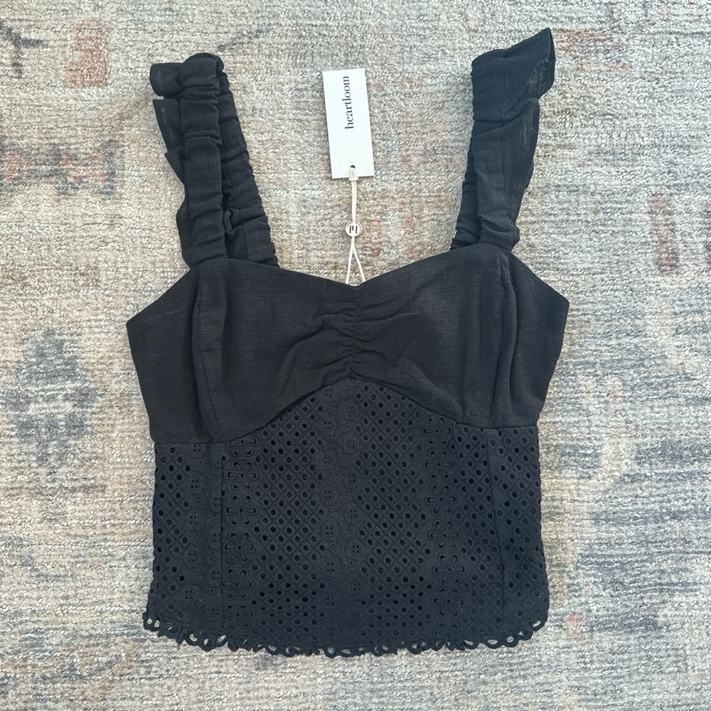 Free People Black Eyelet Crop Top